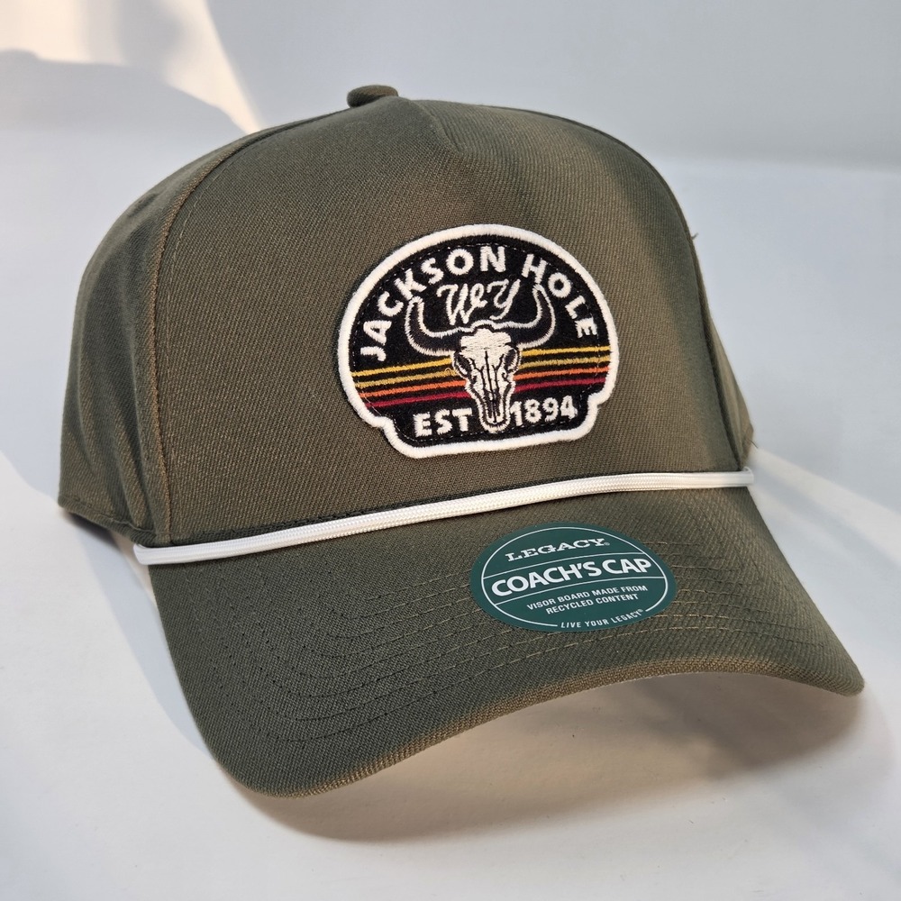 NEW Jackson Hole Wyoming Hat Cap Snapback Coach's Cap Sea Olive ‎ Legacy Brand